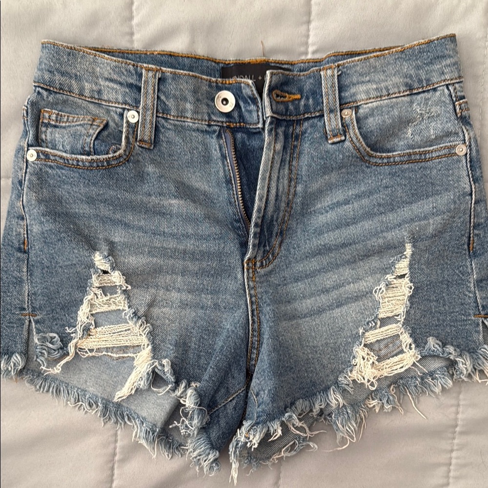 Kendall & Kylie Blue Distressed Jean Shorts High-Waisted